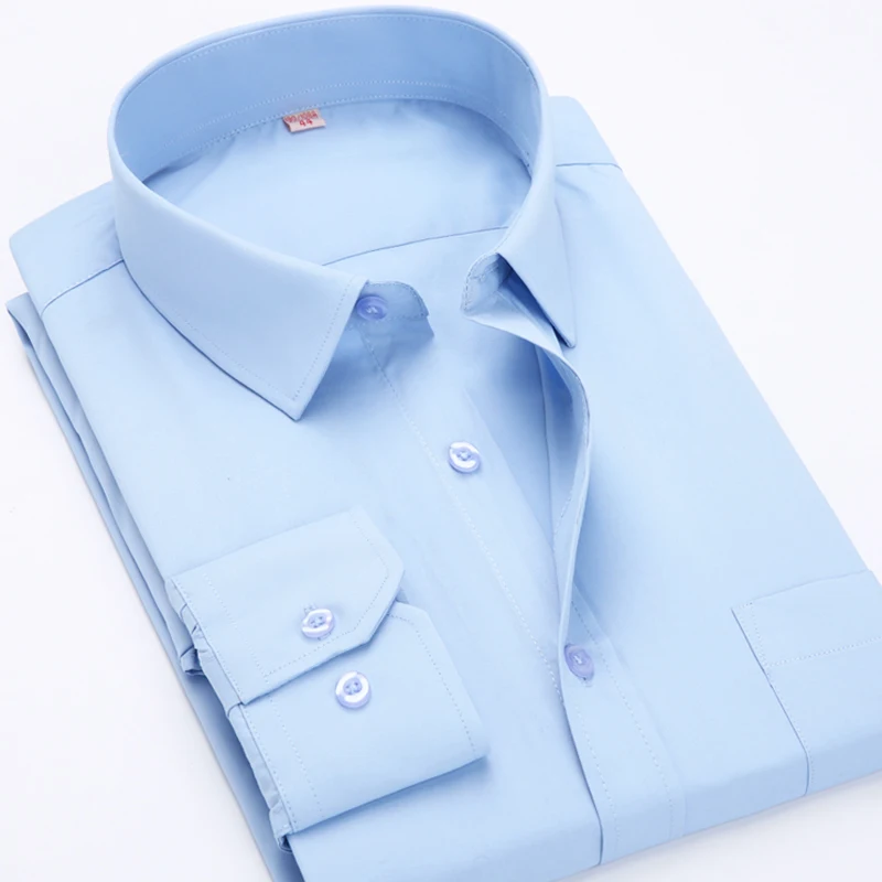 Мужская Повседневная рубашка однотонная формальная с длинным рукавом одежда