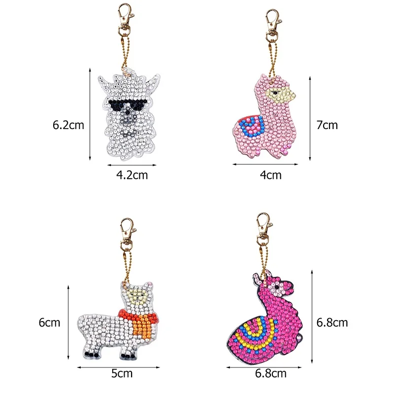 4pcs Alpacas 4 шт./компл. Рождество Serials, DIY Бриллиантовая цепочка для ключей полная выкладка особой формы алмазов картина сумка, брелки для ключей, буквы брелок для ключей - Цвет: 4pcs Alpacas