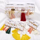 Серьги-гвоздики женские, с кисточками, 9 дизайнов, геометрической формы, в стиле бохо