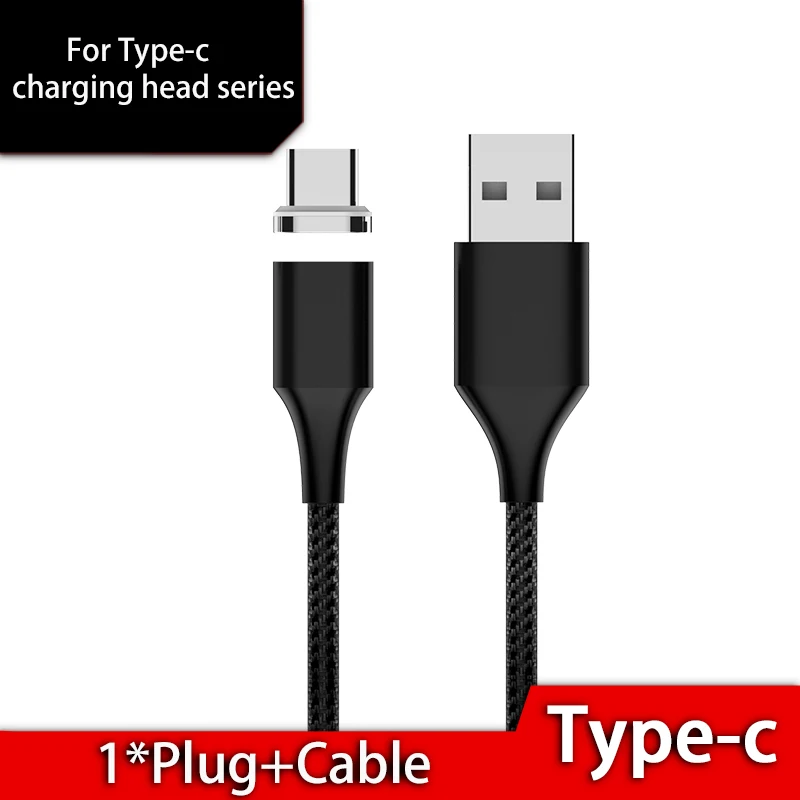 Магнитный usb-кабель 3A type C для быстрой зарядки, кабель Micro USB, магнитное зарядное устройство, usb-кабель iOS для samsung iPhone, Xiaomi, huawei, зарядка - Цвет: Black Type c Cable