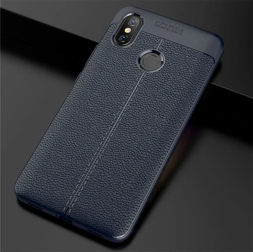 Для Xiaomi mi 8/mi Max 3 Чехол кожаный Стильный чехол прочный ТПУ чехол для телефона для Xiaomi mi 8 mi Max3 чехол Полная защита бампер - Цвет: Синий