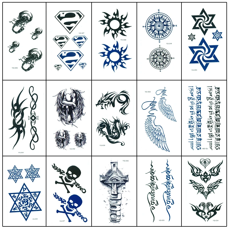 

30Sheets Tattoo Sticker Waterproof Temporary Tattoo Sticker Henna Skull Cross Sarira Tribal Tattoo Men Women Tatuajes Temporales