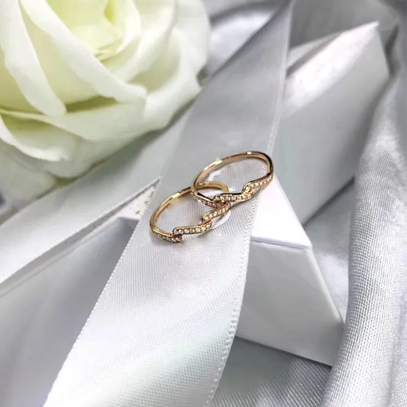 ANI 18 K розовое/белое золото (AU750) Женское Обручальное кольцо сертифицированное I/SI