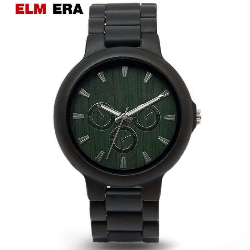 ELMERA мужские часы спортивные Кварцевые деревянные relogio masculino черные G Shock 2018 20 мм