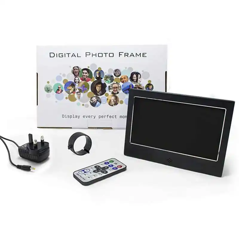 Штепсельная Вилка европейского стандарта 7 дюймовая цифровая фоторамка черного