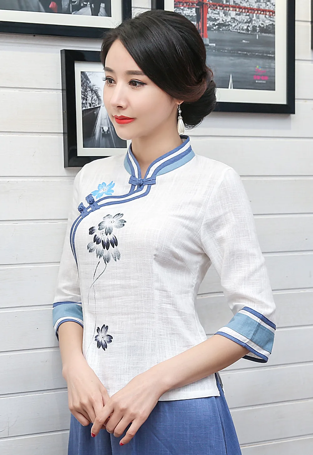 Шанхай история новая распродажа Чонсам с коротким рукавом Топ Традиционный