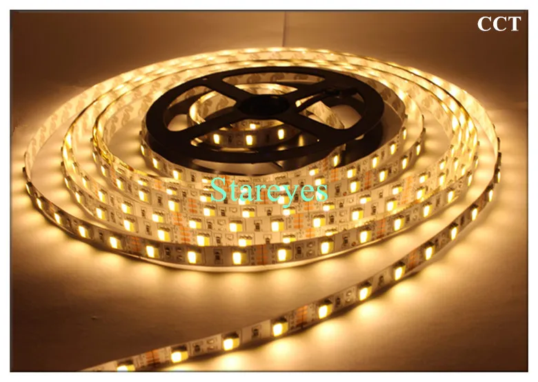 100 шт. SMD5050 DC12V 300 светодиодный 5 м RGB+ CCT W& WW светодиодные ленты двойной белый 2 в 1 цветовая температура светодиодный ленточный светильник