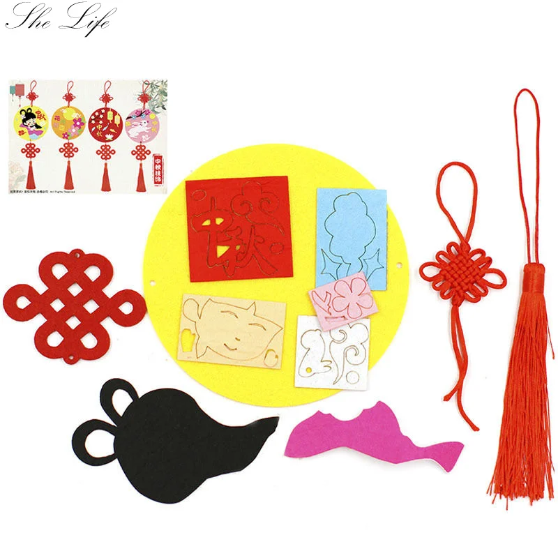 Mid Autumn Festival Hanging Adornment DIY Felt Package Children Handmade Paste Material Kindergarten Pendant Decoration | Дом и сад