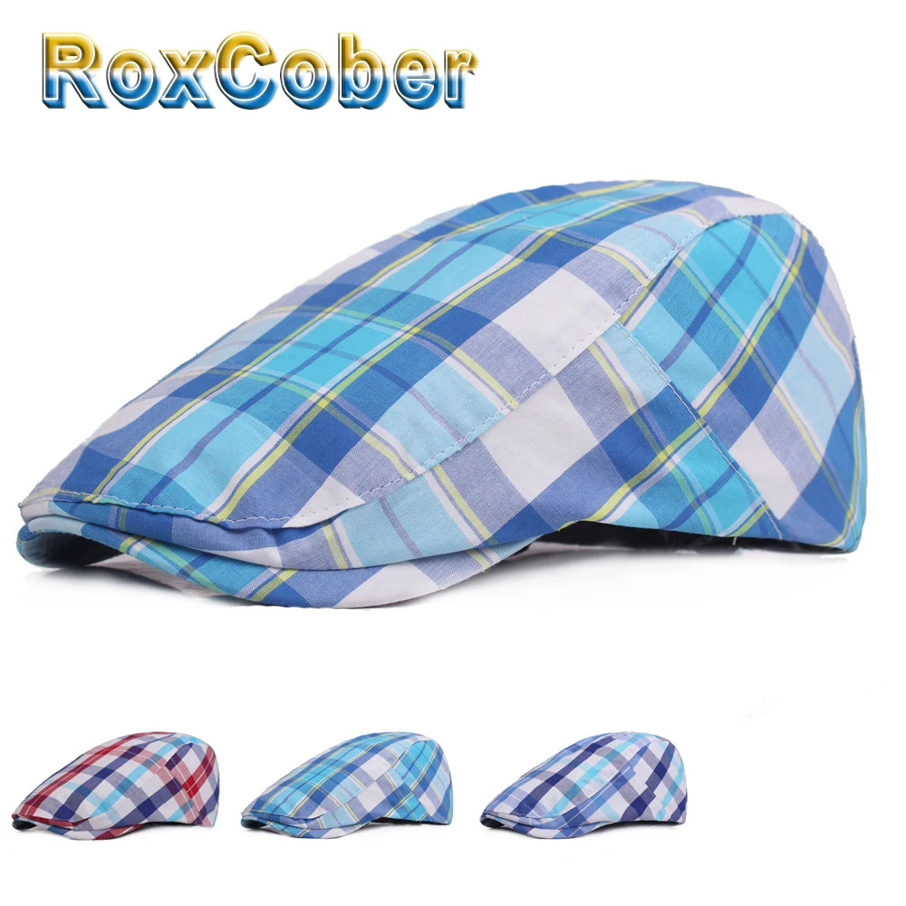 RoxCober весенне осенний тонкий клетчатый берет Новые шапки для мальчиков летние Gatsby