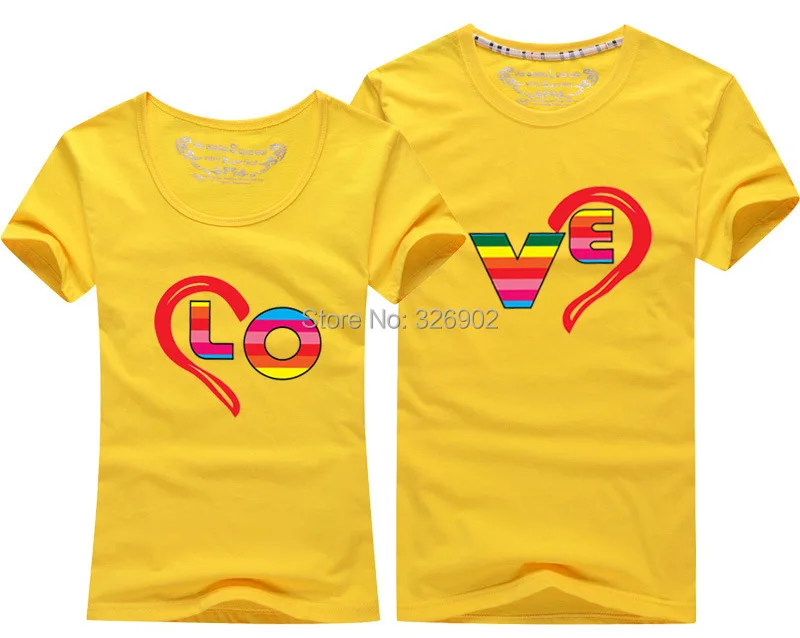 Новинка 2015 обновления пары сердце Для мужчин и женщин любовь футболки Printing100 %