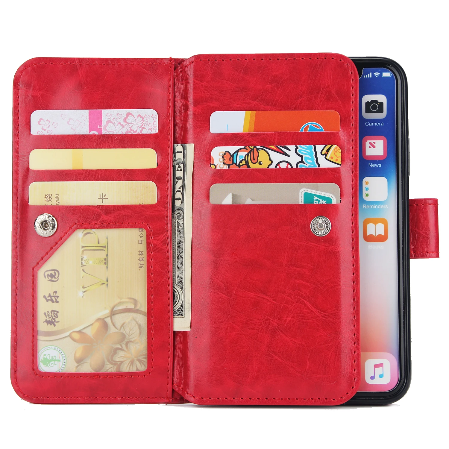 IMIDO Роскошный кожаный чехол для телефона iPhone XS MAX Nine Card Wallet откидная стент задняя