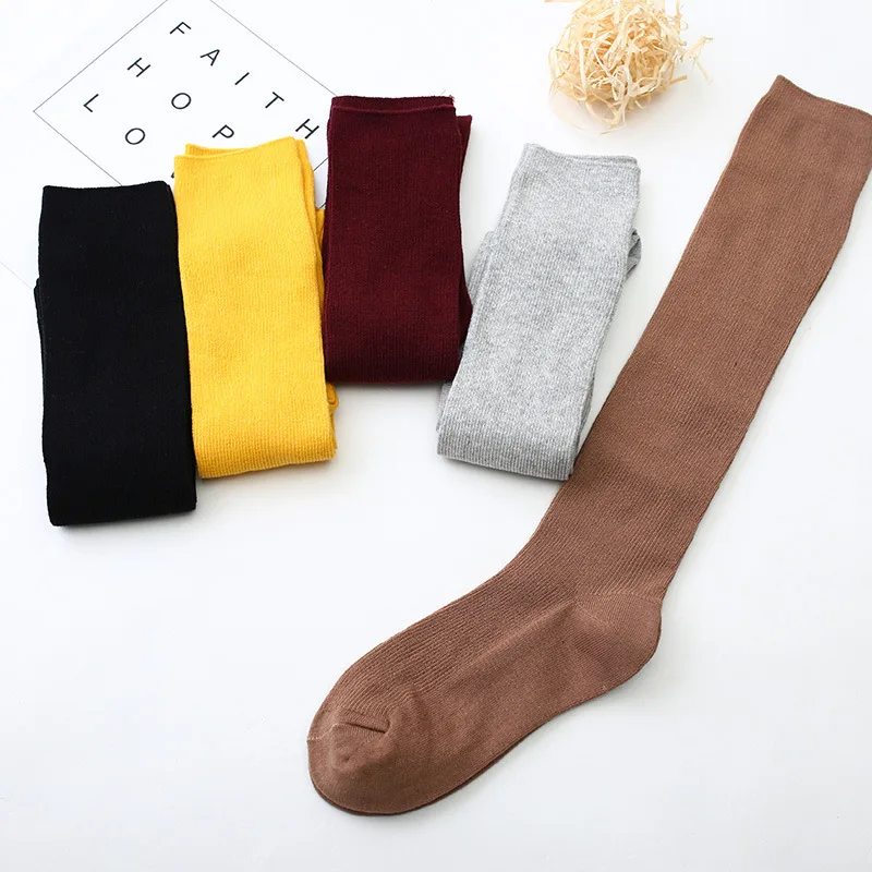 Women Socks Solid Japanese Sweet Knee Stock long for Girls Harajuku Winter Warm Cute Kawaii Colorful Cotton Happy Socks|Чулки| |
