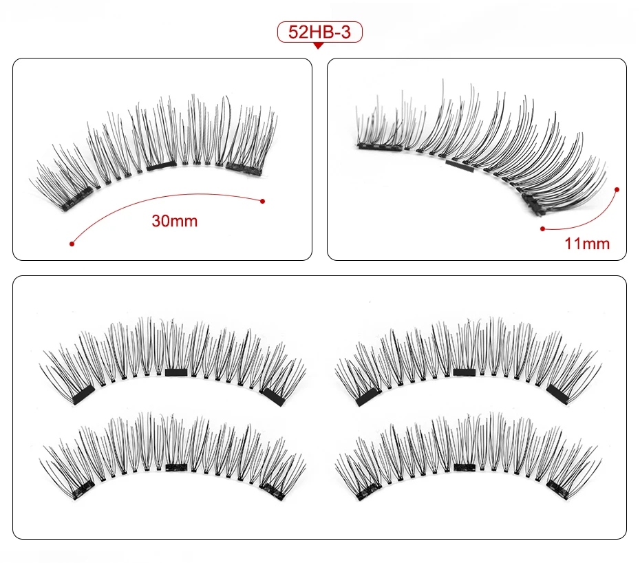 Genailish 8pcs 3D Magnetic Eyelashes Mink Lash Full Strip Lashes False Eyelash With Tweezers Double Magnet Fake Lash SCT-W-602