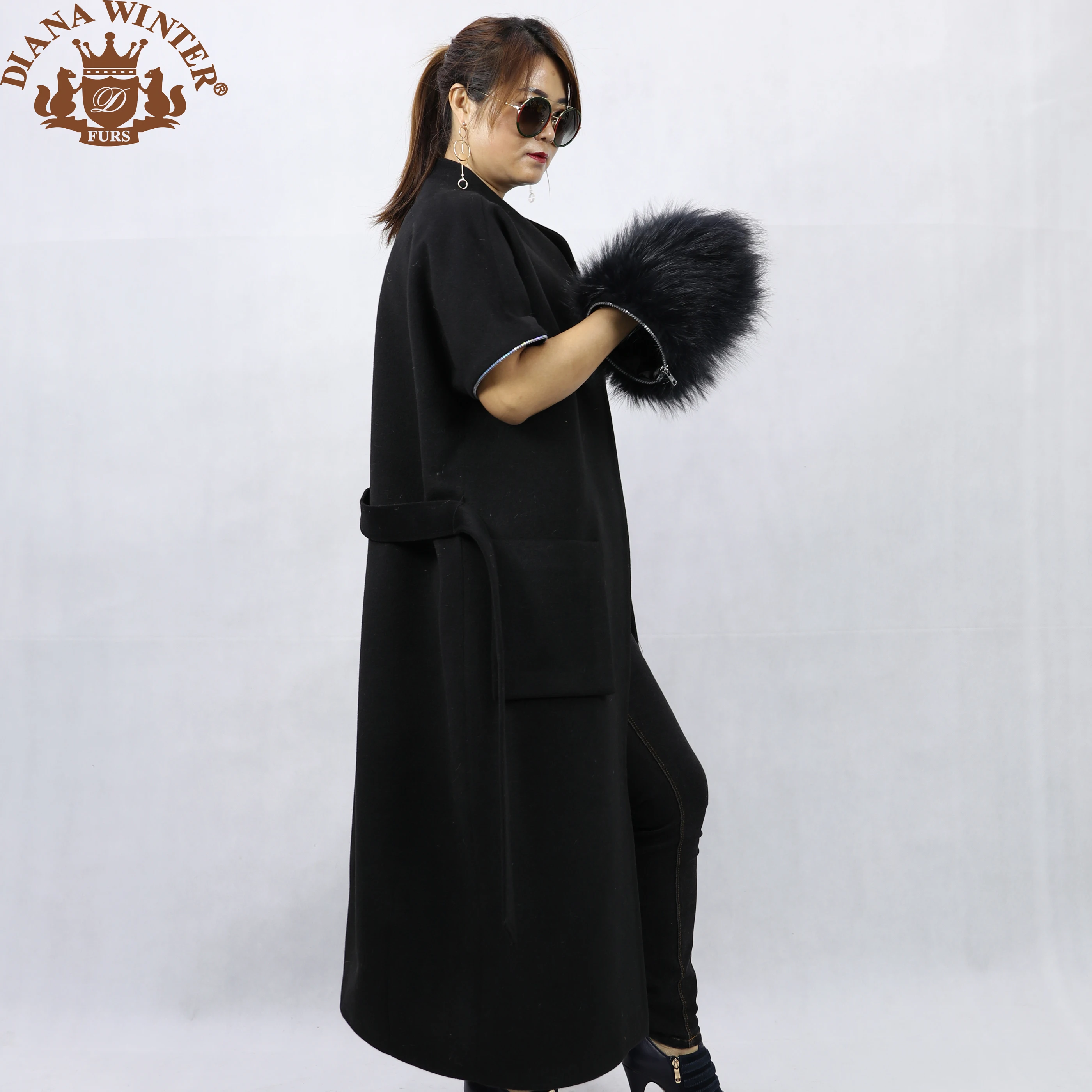 Женское пальто с лисьим мехом DIANA WINTER2019|Женские пальто| |
