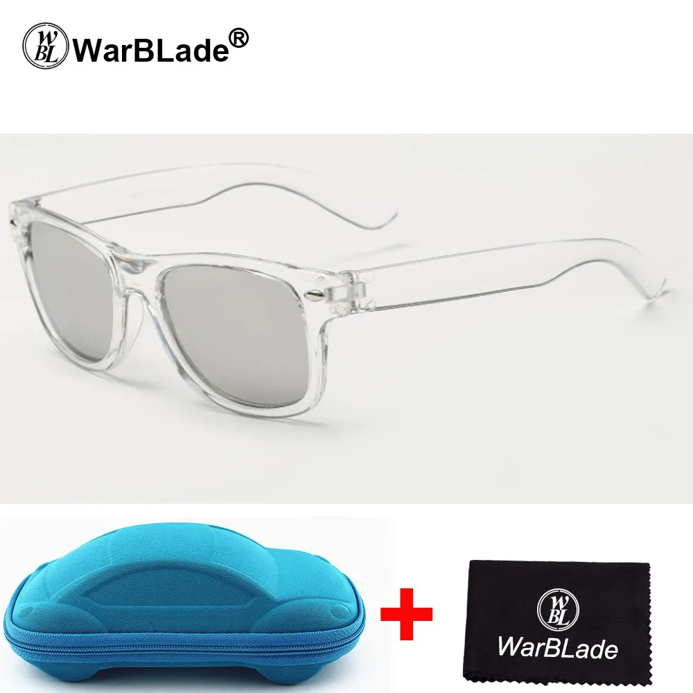 WarBLade крутые солнцезащитные очки для детей, солнцезащитные очки для детей, солнцезащитные очки для мальчиков и девочек, защита от УФ-лучей 400, чехол, подарок для детей - Цвет линз: clear silver