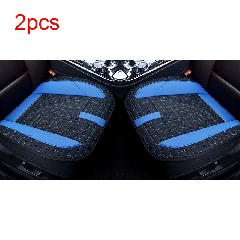 Blue 2pcs Чехлы для автомобильных сидений льняные дышащие защитные чехлы для сидений четыре сезона универсальные автомобильные накладки для ковров аксессуары для подушек - Название цвета: Blue 2pcs