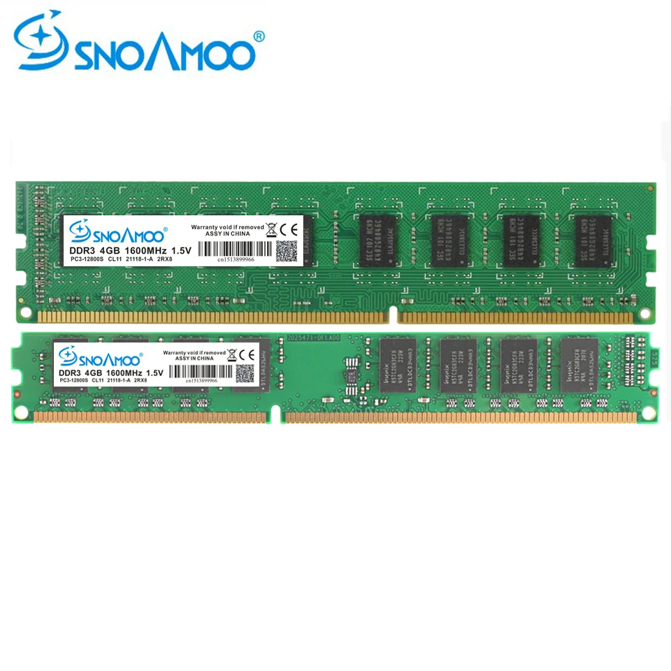 

SNOAMOO Desktop PC RAMs DDR3 2G 4G 8G 1333MHz 1600MHz 240-Pins Memory 1.5V DIMM For AMD Non-ECC Lifetime Warranty