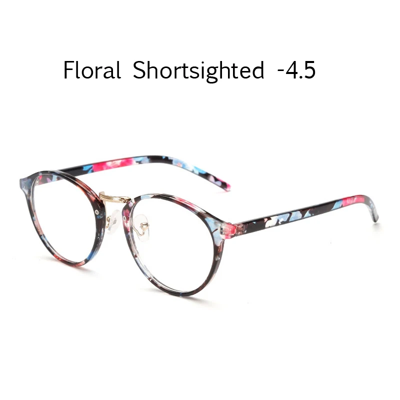 floral myopia 4.5 Zilead женские цветочные Fnished очки для близорукости металлические круглые близорукие очки для женщин короткие очки с градусом-1.0to-4,0 - Цвет оправы: floral myopia 4.5