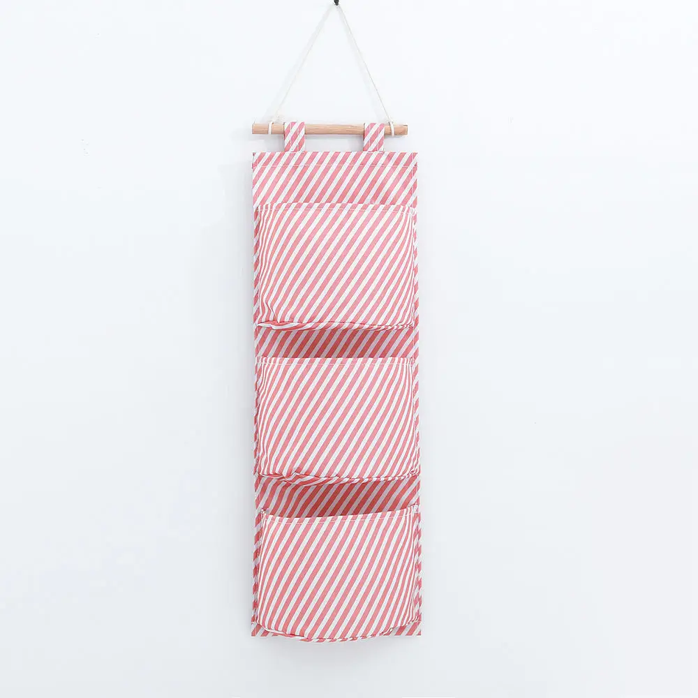 Pink twill Печатный стиль многофункциональная сумка для хранения косметический Органайзер Ткань Оксфорд коробка для хранения 3 кармана шкаф настенный мешочек игрушки контейнер - Цвет: Pink twill