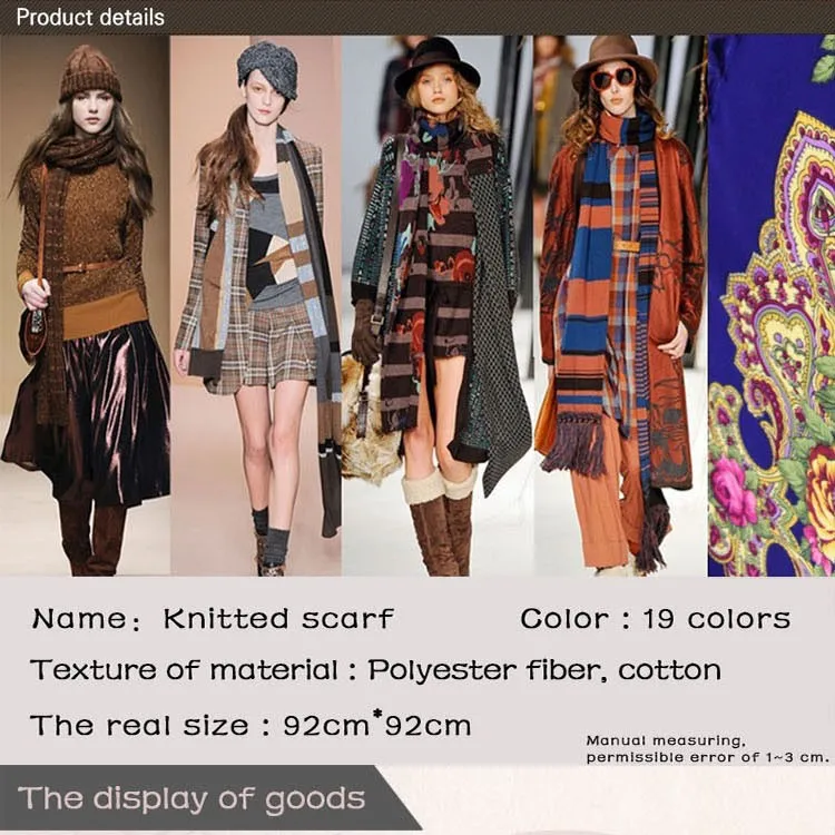 hot sale new fashion woman Scarf square scarves short tassel floral printed Women Wraps Winter lady shawls free shipping-03