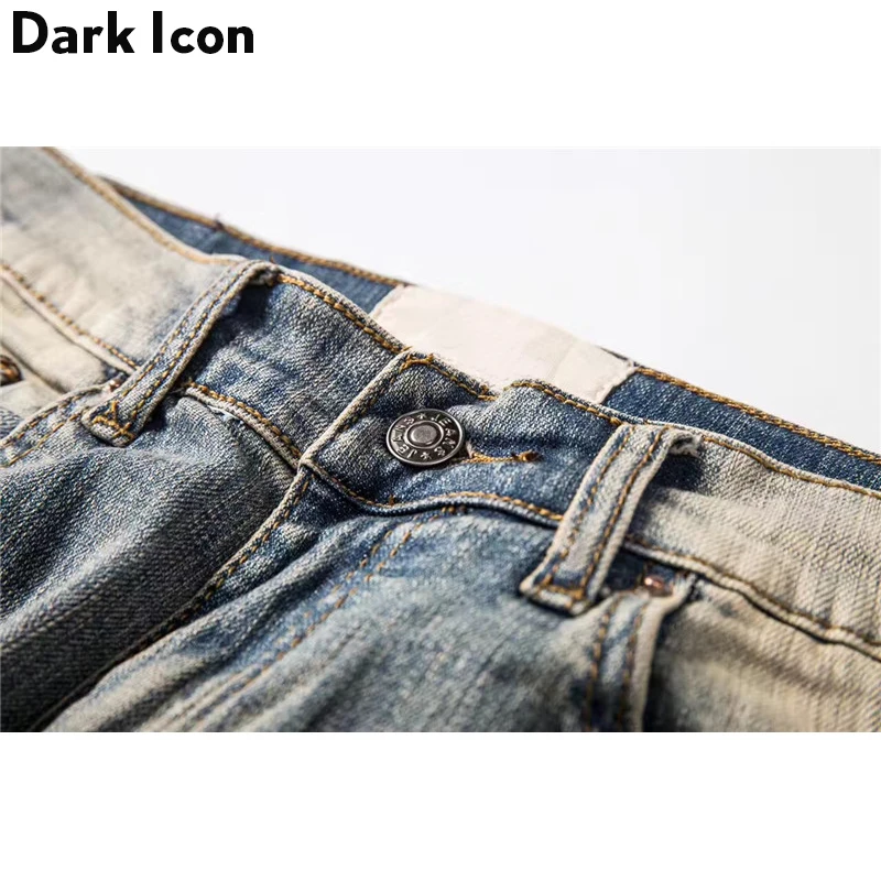 Мужские рваные джинсы DARK ICON потертые с боковой молнией 2019|men jeans|destroyed mens jeansjeans men |