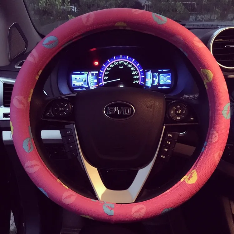 Leather Lip Printed Car Steering Wheel Cover Cartoon Cute Auto Covers for Girls and Women | Автомобили и мотоциклы
