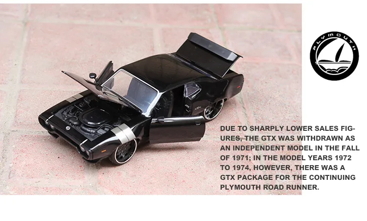 1:24 Плимут-GTX легкосплавный автомобиль Fate of The Furious Dodge Mustang модель автомобиля 4 открывающаяся дверная игрушка автомобиль игрушки для детей Подарки