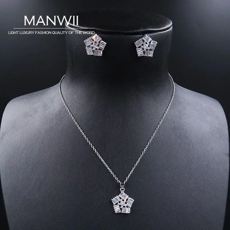 MANWII Простой невесты AAA циркон ожерелья для мужчин кулон цепи с набор украшения