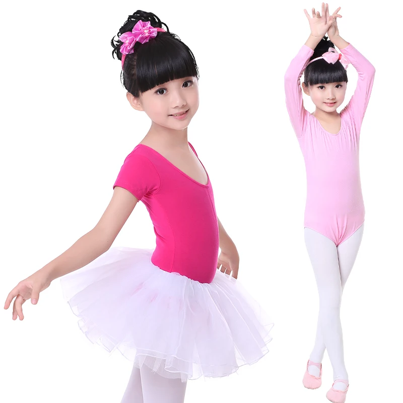 Children Kids Pink Cotton Short/Long Sleeve Bodysuit Купальнік Leotard Clothes Girls Ballet Dance Gymnastics Dancewear