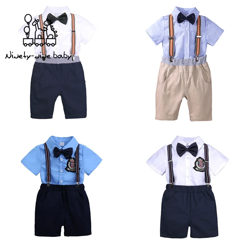 

Baby Boy Gentleman Clothes Set Wedding Party Birthday Newborn Infant Boy Clothes Tops+Shorts 2Pcs kid Clothes 1-6Y Boys Costumes