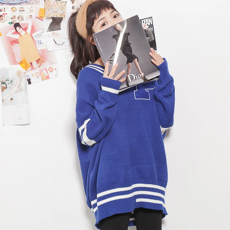 Женский пуловер свитер с v-образным вырезом длинным рукавом средней длины