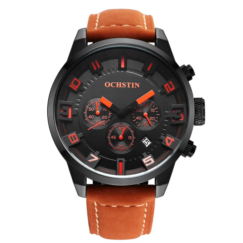 2017 Мужской Часы Мужчины Спорт Водостойкой Ochstin Марка Кварц мужские Кожаные