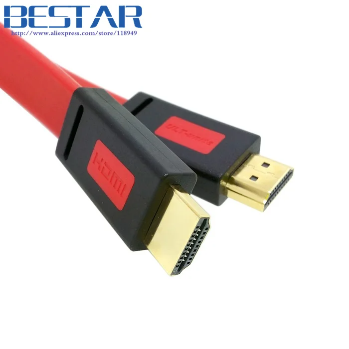 Красный и черный цвет Overmold HDTV 1080p HDMI 1 4 Мужчина к мужчине плоский тонкий кабель 3