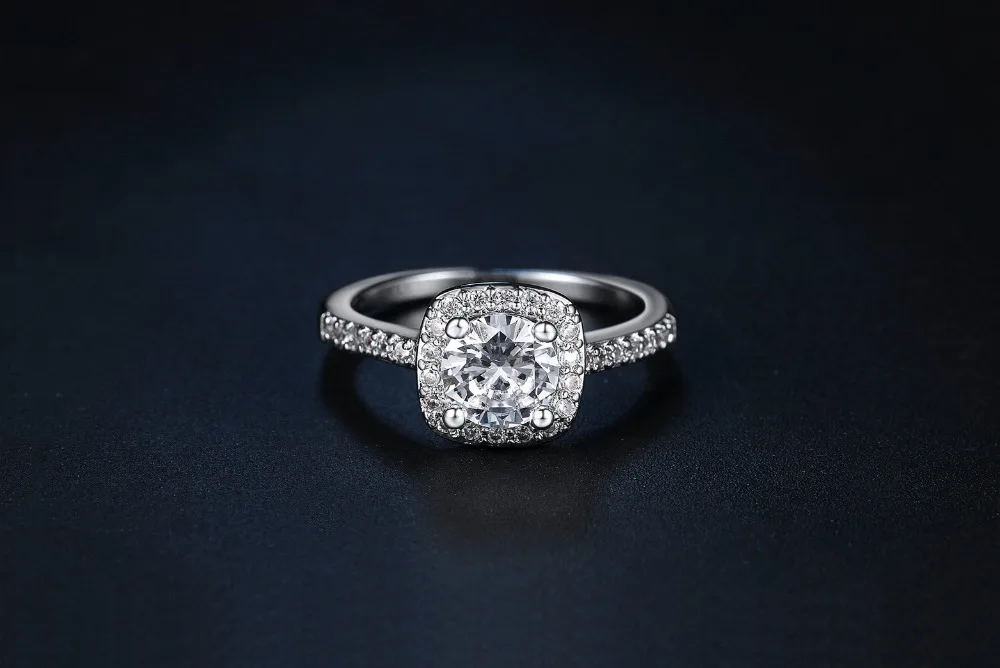 Серебряное изысканное модное квадратное кольцо для свадьбы и помолвки с AAA+ CZ кристаллами, ювелирные изделия для женщин R531
