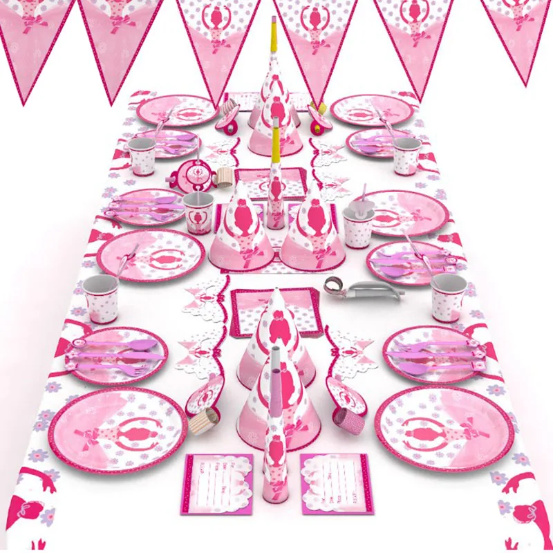 Балетная вечеринка для девочек с героями мультфильмов 6 шт. одноразовая посуда