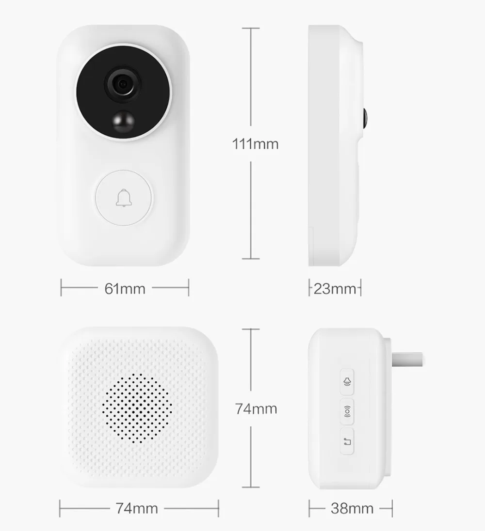 Xiaomi Zero AI распознавание лица дверной звонок набор ИК Ночное видео Обнаружение движения wifi самогенерирующий беспроводной дверной Звонок
