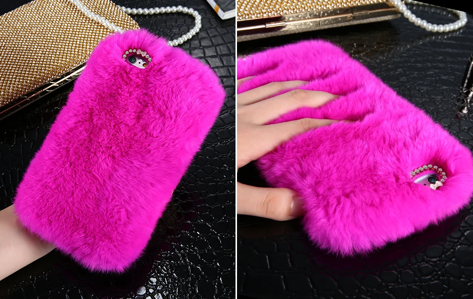 Роскошный 3D чехол с кроличьим мехом для iPhone 11 X XR XS Pro Max мягкий пушистый плюшевый 8 7