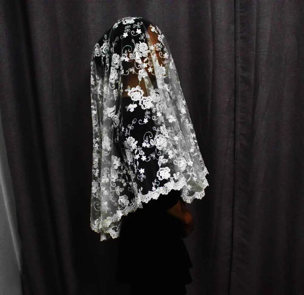 Новинка 1 метр винтажная стильная свадебная фата короткая кружевная кромка один