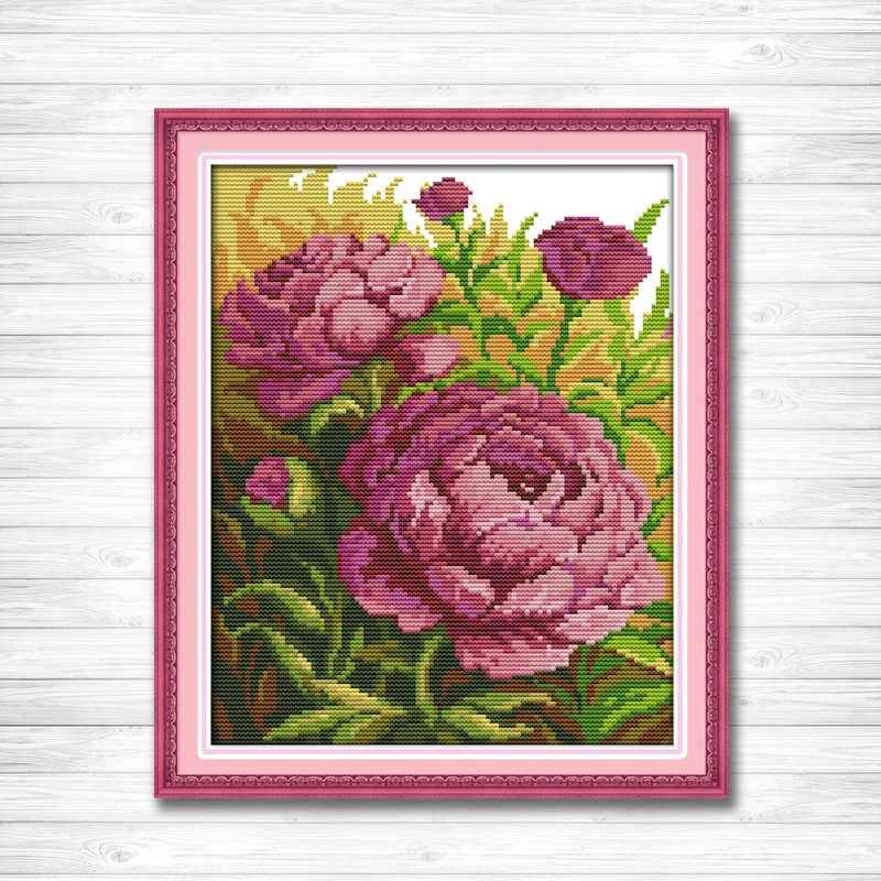 Живопись маслом пион цветочный рисунок напечатанный на холсте DMC 14CT 11CT китайский