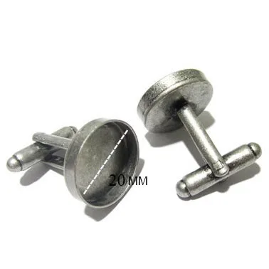 20mm antique silver Beadsnice ID4188 запонки для мужчин персонализированные запонки заготовки с круглым ободком настройка матч 16 мм кабошон - Окраска металла: 20mm antique silver