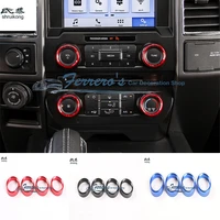 4pcslot car stickers air conditioner audio switch decorative ring aluminum slloy for 2015 2016 ford f150