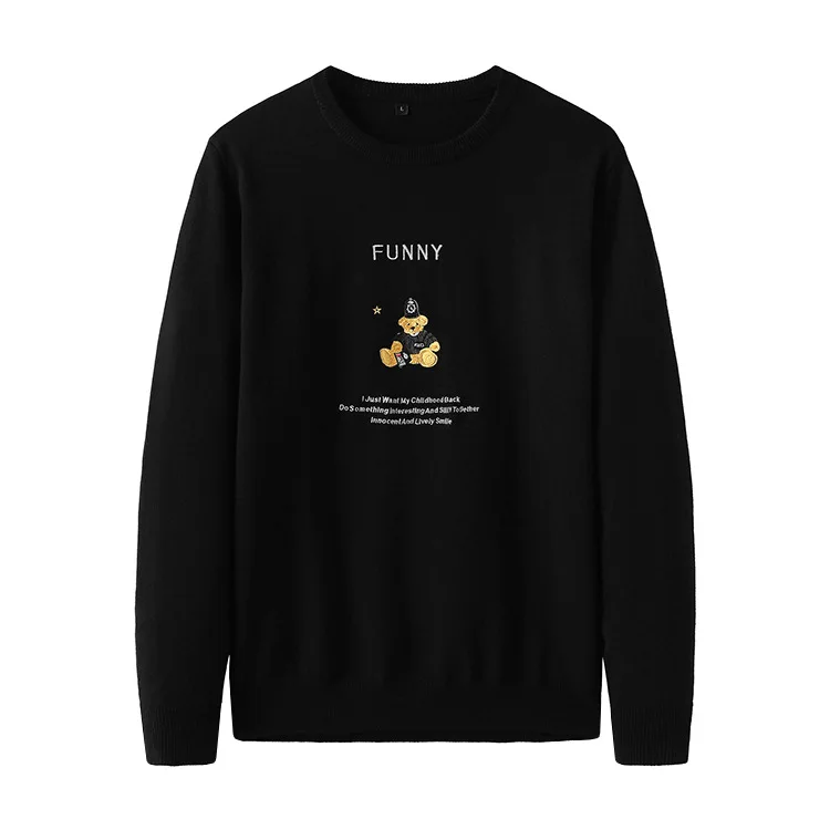 

New 2019 Man Luxury Embroidered bear Letters Knit Casual Sweaters pullovers Asian Plug Size High quality Drake #J64