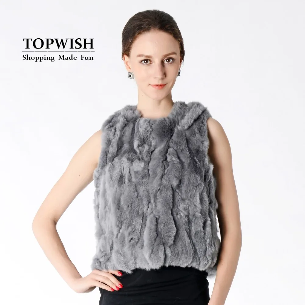 Новое поступление 100% настоящий мех кролика короткий жилет для женщин оптовая