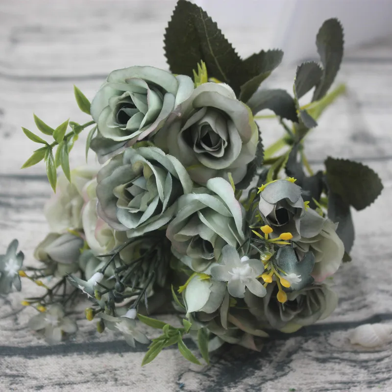 Искусственные цветы 13 головок искусственный букет искусственные зеленые листья