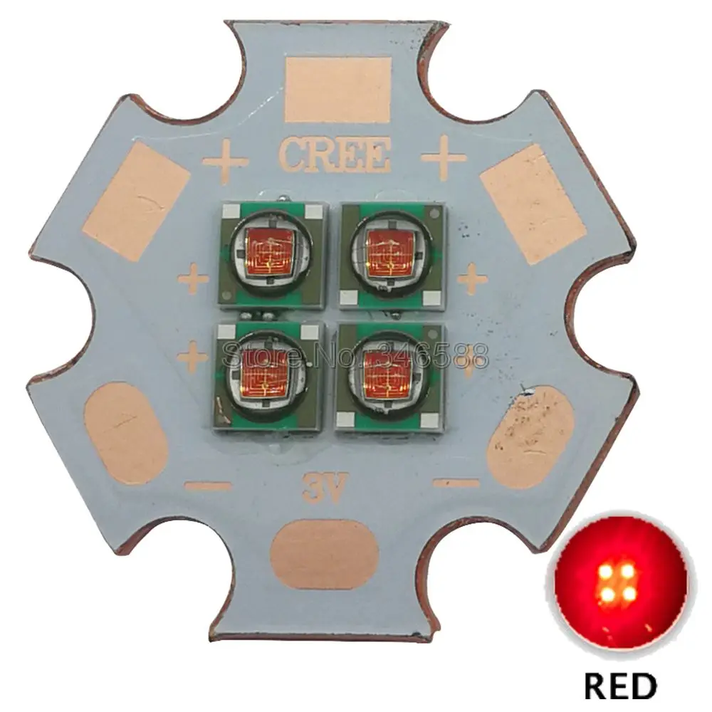 Red 2x10 Вт 3 В/6 в/12 В Cree XPE XP-E 4 чипа 4 светодиодный автомобильный светильник-излучатель вместо XML красный зеленый синий желтый светодиодный с 20 мм Cooper PCB - Испускаемый цвет: Red
