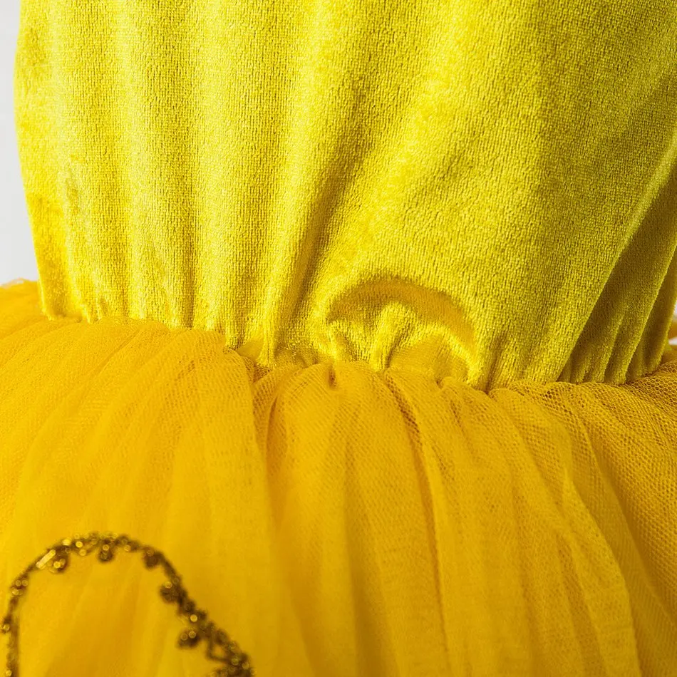 FINDPITAYA Girls Halloween Kids Belle Princess Costume Girl Short Sleeve Cosplay Party Dress Children Flower Layer Gown | Тематическая
