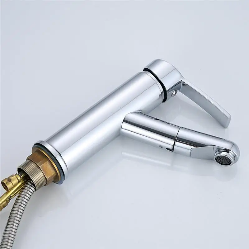 Basin Water Tap Cold And Hot Single Hole Faucet Durable Sink Pull Out Mixer Swivel Copper Home Accessories | Обустройство дома