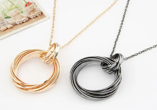 Ожерелье ювелирные изделия краткий двойной петля много круг кулон ожерелье