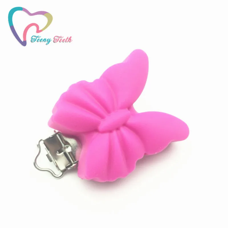 Fuchsia Teeny Teeth 1 шт. красивый в форме бабочки силиконовый для детей для прорезывания зубов Прорезыватель держатель для соски для кормления ребенка бабочка фиксаторы - Цвет: Fuchsia