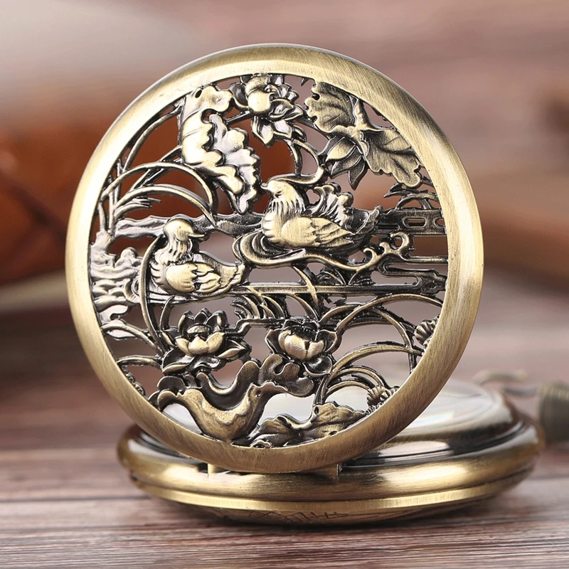 Винтажные Автоматические Механические карманные часы с птицами ретро брелок